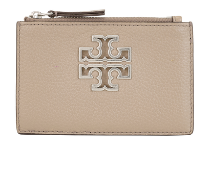 Tory Burch Britten Zip Card Case, &pound;65, Accessories, Taupe, Leather, Front view